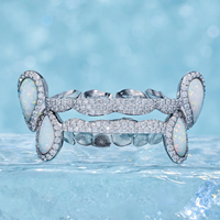 Bijouterie fine personnalisée Vvs Moissanite opale Grillz glacé rond brillant barre de coupe dents en argent Grillz Hip Hop dents Grillz