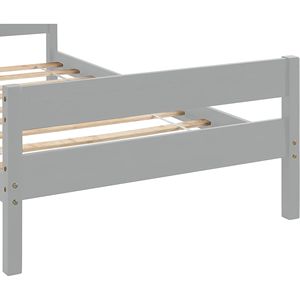 Cadre de lit minimaliste en bois massif gris moderne, meubles de chambre à coucher - Product Image 6