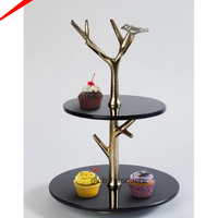 Support à gâteau plaqué or, avec feuilles métalliques, base en marbre, pour la décoration, 50 pièces