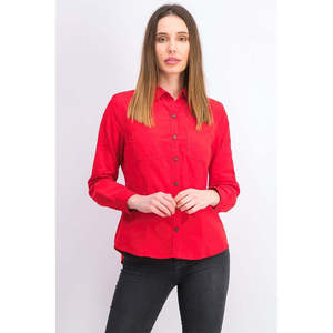 Camicia Lunga in Velluto a Coste da Donna Charter Club, Rossa a Quadri Floreali, con Bottoni, Stile Semplice, Taglie dalla P a XL, Ideale per l'Ufficio - Product Image 1