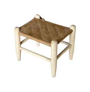 Taburetes provinciales tejidos personalizados, reposapiés pequeño, muebles con acabado oscuro con taburete de aspecto Vintage sellado, consola con incrustaciones de hueso - Product Image 1