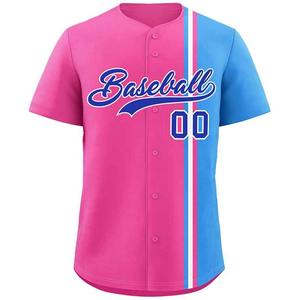 Maillot de baseball personnalisé à blocs de couleurs pour hommes, femmes et enfants, chemise à boutons fendus grande taille avec nom et numéro brodés - Product Image 4