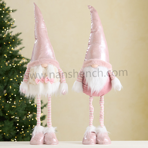 Transfrontalier rose noël vieil homme ornement télescopique gobelin sans visage forêt décoration poupée forme usine en gros - Product Image 1