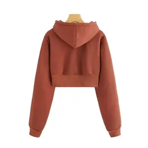 Sudadera con capucha Superior regular de gran tamaño de algodón forrado Vintage con logotipo personalizado para mujer ropa larga de invierno para adultos de talla grande - Product Image 4