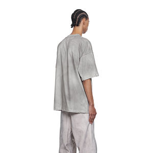 Camiseta de manga corta desgastada con lavado ácido para hombre de alta calidad, hecha a medida, holgada, de gran tamaño, precio al por mayor - Product Image 5