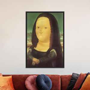 Impresión en Lienzo de Botero Mona Lisa: Retrato de Arte Pop Caprichoso, Lienzo con Marco Negro - Product Image 1