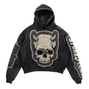 Vente chaude 100% coton goutte épaule haute qualité goutte épaule à capuche conception personnalisée Patch travail à capuche lavage à l'acide - Product Image 3