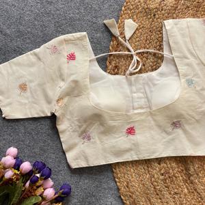 Belle Partywear Pur Khadi Coton Avec Broderie Blouse Fabricant Et Fournisseur De Surat Au Taux Le Plus Bas - Product Image 4