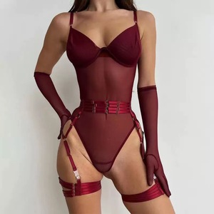 Sexy eo huấn luyện viên Corset Với vành đai garter sultry clubwear và hiệu suất đồ lót Set-Đen Sheer lưới bodysuit - Product Image 3