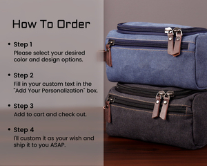 <b>Men</b> Travel Toiletry <b>Bag</b> Canvas Leather Dopp <b>Bag</b> with Engraved Dad Bathroom Storage Gift <b>for</b> Groomsmen LCTB-0029B - Product Image 4