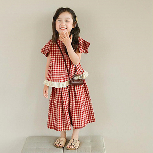 CONTIKIDS SST147 RedAnnaSET haut et bas d'été décontracté pour filles motif à carreaux - Product Image 2