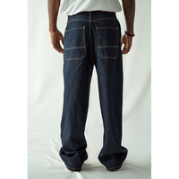 Jeans Anchos de Mezclilla Vintage con Logotipo Personalizado, Estilo Hip Hop, Lavado a la Piedra, para Invierno, Transpirables, Color Azul para Hombre