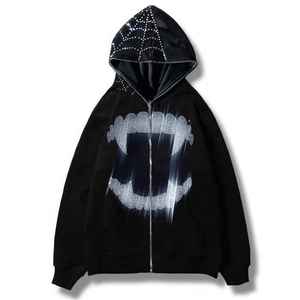เสื้อฮู้ดดี้ผู้ชายผ้าฝ้ายแท้ 100% ประดับเพชรเทียม สำหรับฤดูหนาว เนื้อผ้าฟลีซน้ำหนักเบา ปรับแต่งสีและขนาดได้ - Product Image 2