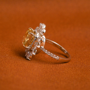 Custom Flower Shape Yellow <b>Cushion</b> Cut Lab Created Diamond Halo Setting 14KT Solid Gold Engagement Ring Luxurious Gift for Women - Product Image 3