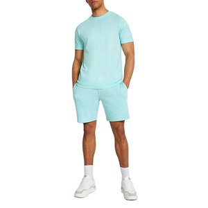 Ensembles de t-shirts et shorts confortables pour hommes, vente en gros, ensembles courts d'été personnalisés pour hommes, haute qualité, couleur unie - Product Image 3