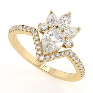 Pear Cut Lab Grown Diamond Rose Gold Cute Unique Style Anniversary Ring for Women - Product Image 2