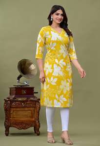 Rayonne imprimé floral Designer femmes Kurta ensemble indien Bollywood ethnique Kurti pantalon ensemble pour disponible au meilleur prix - Product Image 2