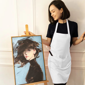 Delantal sin mangas de poliéster personalizable BEAM 100% con bolsillos delanteros y diseño de encaje trasero ODM logotipo personalizado para revendedores - Product Image 2