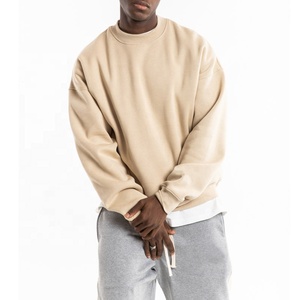 Sudadera con capucha de cuello redondo de algodón de rizo francés para hombre, ropa de hombre Unisex, sudadera de cuello redondo de manga larga de gran tamaño - Product Image 2