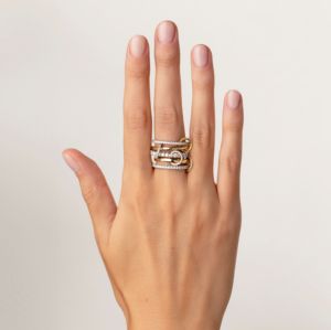 Anillo conectado de diamante de moissanita redondo de oro sólido de 10K más vendido, anillo de declaración de eternidad de enlace múltiple, regalo para ella - Product Image 3
