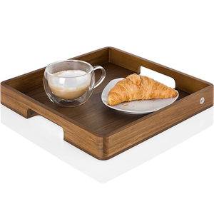 Plateaux de service décoratifs en bois du Vietnam prix bon marché avec poignée pour le café de nidification alimentaire vente en gros - Product Image 2