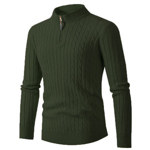 Sweat à capuche d'hiver pour homme en coton 100% uni, à manches longues, avec fermeture éclair au col, pull vintage, séchage rapide, respirant, vêtement d'extérieur - Product Image 5