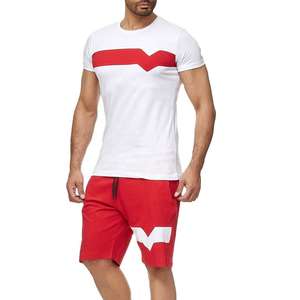 Camiseta de manga corta para fitness de verano para hombre, conjuntos de entrenamiento cortos a juego, conjunto deportivo, pantalones cortos holgados informales para gimnasio con logotipo personalizado, ropa de calle - Product Image 5