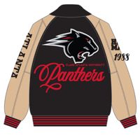 Veste universitaire Clark Atlanta University, mascotte Panthers, HBCU, fabriquée en 1988, en fourrure de lapin, personnalisée, style High Street, tricotée, col montant