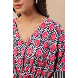 Caftán Fayra Noir Ikat Blush - Talla Única, Vestido Casual de Algodón y Chifón - Product Image 2