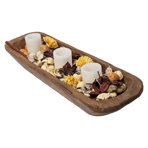 Best in Quality Custom Eco-Friendly Wooden <b>Candle</b> Bowl Farmhouse Hand <b>Carved</b> Custom Size Wood Dough Bowl for <b>Candles</b> - Product Image 3