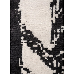 Tapis Contour Gris Noir en Laine et Soie de Bambou Tissé à la Main, Motif Abstrait Classique Rectangulaire pour la Maison, le Couloir, en Viscose HWB-1021 pour Adolescents - Product Image 3