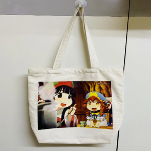 Bolsas de lona monocromáticas de algodón duradero con estampado Digital de Anime, bolsa diaria de compras ecológica para uso promocional - Product Image 1