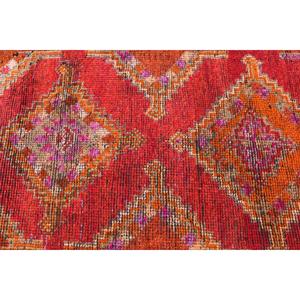 Tapis de 2,9 x 10,3 pieds, tapis turc vintage, tapis en laine Herki rouge - Product Image 5