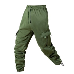 Pantalon de jogging taille haute à motif droit en velours côtelé pour homme, respirant et écologique, avec cordon de serrage ample et multi-poches - Product Image 4