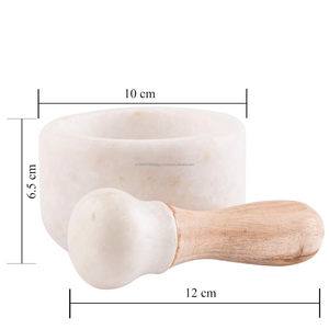 Bán buôn cung cấp 4 inch bằng đá cẩm thạch trắng và gỗ vữa và chày handmade Herb & gia vị máy xay ở mức giá thấp từ Ấn Độ - Product Image 2