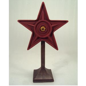 Antique Finished Engraved Design Border Metal <b>Star</b> Stand With Wooden Base For Christmas Home Table Top Decor - Product Image 4