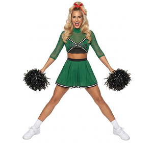 Ensemble d'uniformes de cheerleading pour femmes adultes avec logo personnalisé, haut court en mesh, manches 3/4, jupe plissée, taille XL, vêtements de sport pour équipe - Product Image 1