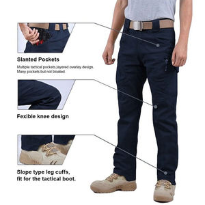 Pantalones Cargo de alta calidad para hombres adultos, Color azul marino, diseño de rodilla Flexible, bolsillo inclinado, pantalones Cargo lavados transpirables - Product Image 3