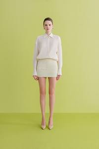 Falda corta de moda para mujer, cintura baja, motivos de encaje, MINI FALDA CELINA, ropa de mujer, cuero vegano, ANT blanca, Vietnam - Product Image 2