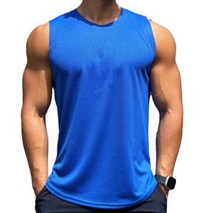 Débardeur en polyester de haute qualité pour hommes taille plus personnalisée couleur unie vente en gros de musculation vêtements de sport à séchage rapide avec logo imprimé personnalisé - Product Image 2