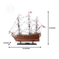 T175 - Maquette de bateau HMS Victory en bois de cèdre de 45 cm, fabriquée à la main, avec design nautique peint, pour décoration rustique de la maison, 48Lx17Wx47H cm