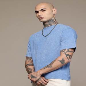 T-shirt coupe décontractée imprimé Tie & Dye effet délavé T-shirt en coton tricoté Vêtements pour hommes fabriqués en Inde - Product Image 1