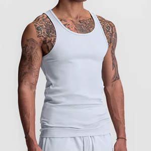 Conjunto de gimnasio sin mangas para hombre Camiseta sin mangas de secado rápido y Joggers Traje de entrenamiento ligero Ropa deportiva Servicios OEM y ODM - Product Image 6