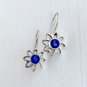 Boucles d'oreilles en argent Sterling 925 Lazuli Lazuli fleur bijoux de mode pour femmes boucles d'oreilles Lapis Lazuli - Product Image 4
