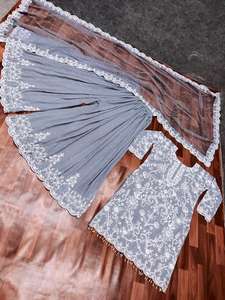 Mode féminine de qualité supérieure vêtements de mariage pakistanais modernes haut brodé en fausse Georgette Plazzo Dupatta Salwar fêtes - Product Image 4