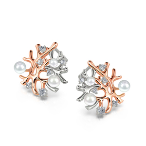 Boucles d'oreilles en argent sterling avec perles de culture Jeulia - Design Récifs Coralliens - Product Image 3
