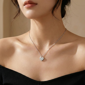 Trendy 925 Sterling <b>Silver</b> <b>Heart</b> Padlock Shape Pendant <b>Necklace</b> Moissanite Stones Chain Wedding Valentine's Day Gift Jewellery - Product Image 6