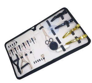 Kit d'outils professionnels MAGMA BEAUTY pour extensions de cheveux avec composants métalliques, micro-perles, pinces crocodiles et ciseaux pour usage en salon - Product Image 1