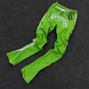 Pantalones de chándal acampanados de algodón 100% personalizados de alta calidad para hombre, pantalones de chándal informales de cintura media, pintura de grafiti, salpicaduras, logotipo apilado, ropa de calle - Product Image 4