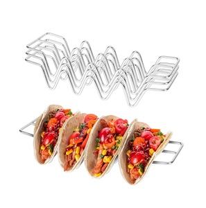 Support à tacos en acier inoxydable avec bol à sauce, élégant et durable, support de service pour coquilles de tacos - Product Image 5